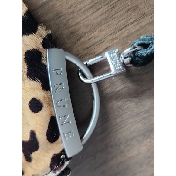 Prüne Leopard Print Haircalf Look Leather Suede Fringe Wristlet Bag Western Boho - Picture 3 of 10